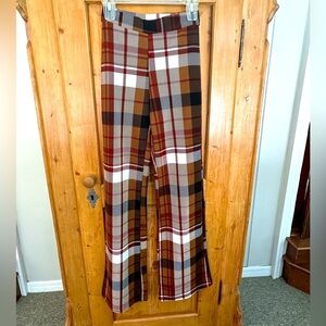 Fashion Nova Plaid Trousers Sz Small Very Paris Edgy Eclectic Grandpa Boho 70’s
